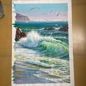 Waves Going Wild, Seagulls Flying Freely